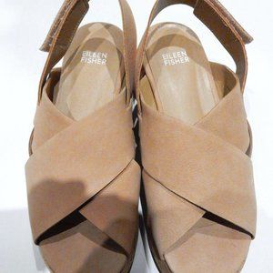 Eileen Fisher "Timor" Cork Wedge Sandals in Size 7 1/2